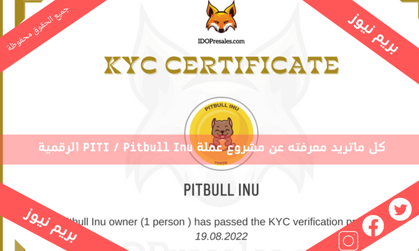 كل ماتريد معرفته عن مشروع عملة PITI / Pitbull Inu الرقمية